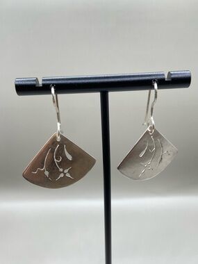 Mary Ann Katke Modernist Cut Out Fan Shaped Earrings